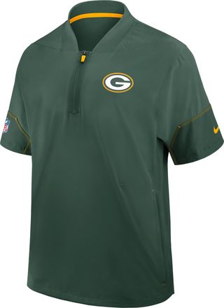 Nike Green Bay Packers Sideline Coach Nike Mens NFL 1/2-Zip Short-Sleeve Hooded Jacket in Green | 03BO063K7T-2J5