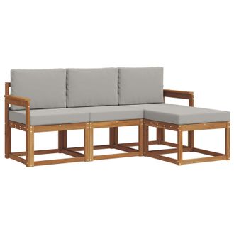 vidaXL Conjunto De Sof&aacute;s De Exterior 4 Pcs Gris Natural Y Claro Vidaxl