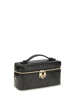 Tory Burch Womens Charlie Beauty Case Black Calf Leather Bos Taurus Cases