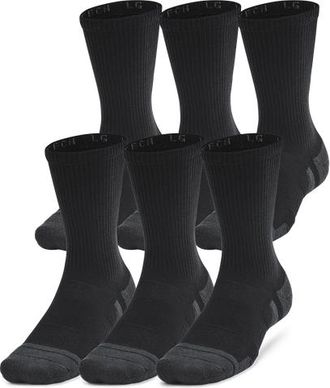 Under Armour Mens Perf Tech 6 Pack Crew Socks - Black Size XL