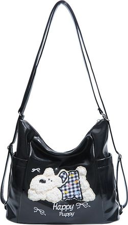 Generic PU Leather Tote Bag Adjustable Underarm Bag Backpack for Women Travel (Black)