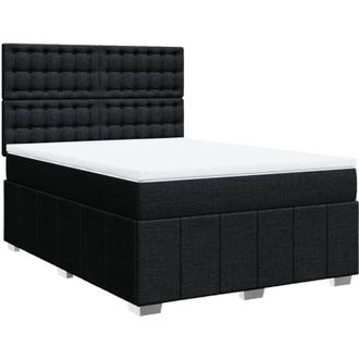 vidaXL Vidaxl - Cama Box Spring Con Colch&oacute;n Tela Negro 140x190 Cm