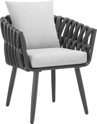 TecTake Silla exterior cuerda aluminio con cojines antracita 61cm