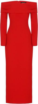 Solace London Yuni Midi Jurk - Dames - Casual kleedjes - Rood - M - Polyester - Kleedjes