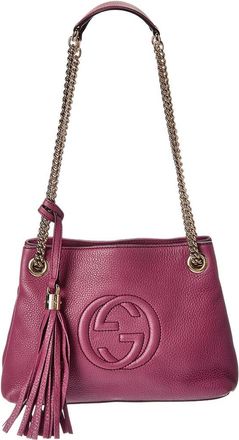 Gucci Peonia Pebbled Calfskin Leather Small Soho Chain Shoulder Bag (Authentic Pre-Loved)