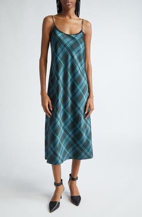Vince Plaid Satin Midi Slipdress in Jade Onyx at Nordstrom Rack, Size Xx-Small