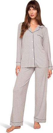 Eberjey Gisele Printed - The Long PJ Set Womens Pajama Sets Geo-sphere Gray Dawn/Navy : SM, Spandex/Viscose