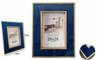 Trade Shop Trade Shop - Cornice Per Foto Poster Quadri Tele Portafoto 20 X 25 Cm Blu Con Bordi Oro 70313