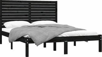vidaXL Estructura De Cama Madera Maciza Negra King Size 150x200 Cm Vidaxl