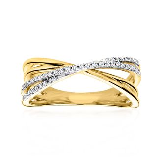 Ross-Simons Diamond Crisscross Ring in 18kt Gold Over Sterling