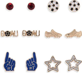 Leith 6-Pack Stud Earrings in Blue Multi- Gold at Nordstrom Rack