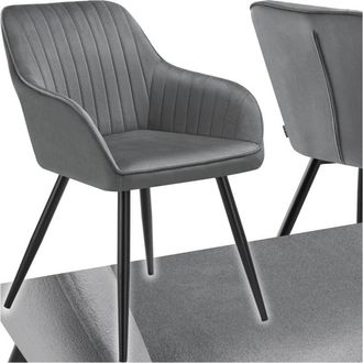 TecTake Sedia per sala da pranzo in velluto trapuntato grigio