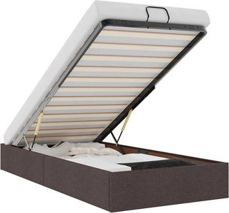 vidaXL Estructura Cama Otomana Sin Colch&oacute;n Tela Marr&oacute;n Oscuro 90x190cm Vidaxl