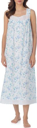 Eileen West Sleeveless Cotton Ballet Nightgown in White/Floral at Nordstrom, Size X-Small