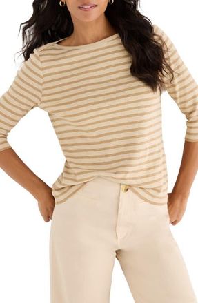 Nic+Zoe Stripe Boat Neck T-Shirt in Neutral Multi at Nordstrom, Size Xx-Large