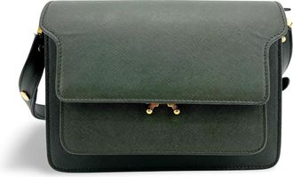 Marni Saffiano Trunk Bag Medium Deep Green