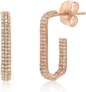 Suzy Levian Suzy Levian Silver Cz Hoop Earrings