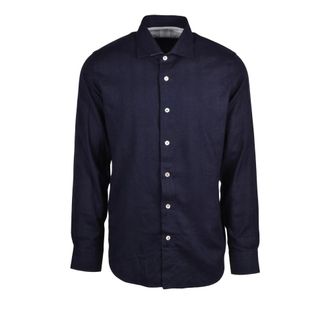 Eleventy Heren, Overhemden, Blauw, Maat: XL Flanel