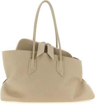 The Attico Tassen, Dames, Beige, ONE Size, Leer, La Passeggiata Medium Schoudertas