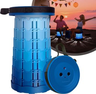 OEM Taburete Plegable Port&aacute;til Con Luz Led, Taburete De Camping, Taburete Telesc&oacute;pico Con Doble Hebilla, Taburete Plegable Port&aacute;til De Altura Regulable, T