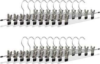 Relaxdays Set 100x Appendini per pantaloni, gonne, metallo, con clip regolabili HxLxP: 9x35,5x2,5 cm argento/nero