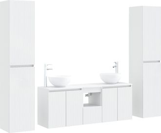 vidaXL Juego De Muebles De Ba&ntilde;o 5 Uds. Blanco 33 X 34,5 X 160 Cm Vidaxl