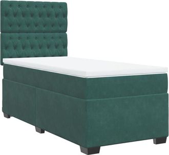 vidaXL Vidaxl - Cama Box Spring Con Colch&oacute;n Terciopelo Verde Oscuro 90x200 Cm