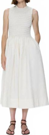 Pistola Denim Gladys Smocked Bodice Midi Dress In Oyster Shell