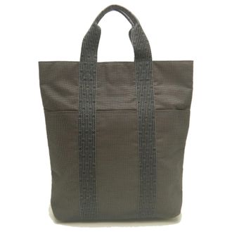 Herm&egrave;s Gray Nylon Tote Bag (Pre-Owned)
