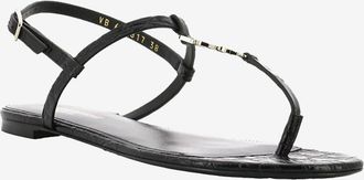 Saint Laurent Flache Sandalen aus Leder in Kroko-Optik Cassandra 05
