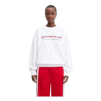 Sporty & Rich Felpa Oversize Run Club - - Sweatshirts & Hoodies - Donna - Bianco - S
