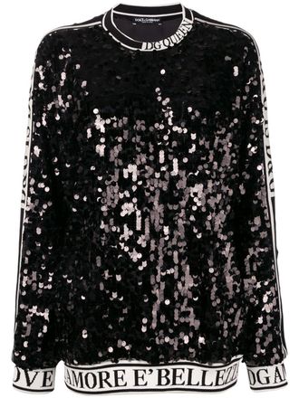 Dolce & Gabbana Sweater met pailletten - Zwart