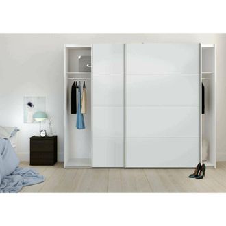 Dmora Armario 2 Puertas Anthe, Muebles De Dormitorio, Vestidor, Armario De Ropa, 243x64 H202 Cm, Blanco - Dmora