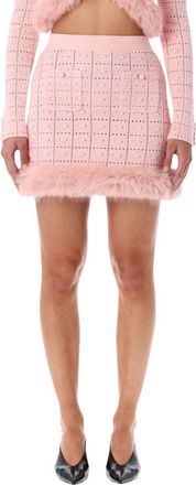 Self Portrait Mini Skirt Eco Fur Trim