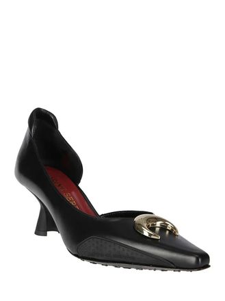 Marine Serre Hohe Schuhe - Black Slip-On Shoe With Gold Logo Plaque - Gr. 39 (EU) - in Schwarz - f&uuml;r Damen