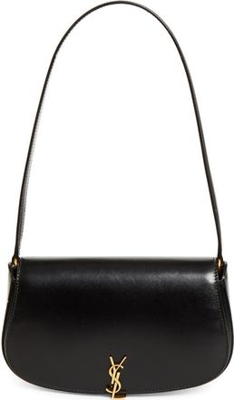 Saint Laurent Mini Cassandre Flap Leather Shoulder Bag in Noir at Nordstrom
