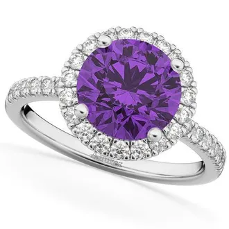 Allurez Halo Amethyst & Diamond Engagement Ring 14K in 2.30Ct/white Gold at Nordstrom, Size 8.5