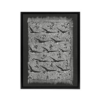Artery8 Flock of Birds Plant Motif Framed Canvas Wall Art Print Dijsselhof in Black | Size: W24 x H32