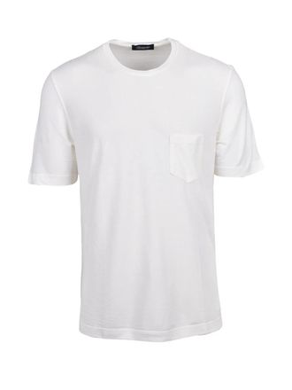 Drumohr White Pocket Crewneck T-Shirt