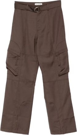 Frankie Shop Rechte broek - Dames - Straight fit broeken - Bruin - S - Nylon - Broeken