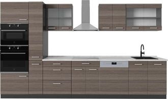 Vicco Cucina R-Line, Grigio nobile/antracite, 350 cm, pl Marmo