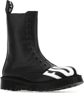 VTMNTS Mens Black Leather Ankle Boots Stivali