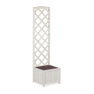 Relaxdays Relaxdays P&eacute;rgola De Jard&iacute;n, Enrejado De Madera, Decoraci&oacute;n De Exterior, Macetero, 25 L, 145,5 Cm, Blanco