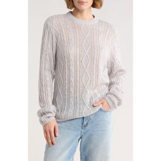 Obey Isabella Loose Cable Knit Sweater in Nimbus at Nordstrom Rack, Size X-Small