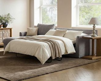 Castlery Agnes Chaise Sectional Sleeper Sofa, Left Facing, Ash, Removable Covers, Hidden Storage for Grey