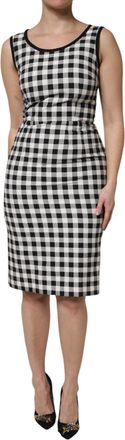 Dolce & Gabbana Womens Gingham Check Sheath Dress - White Cotton - Size EU 40 (Womens)
