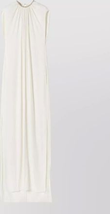 Lanvin sleeveless dress floor length embellished neckline