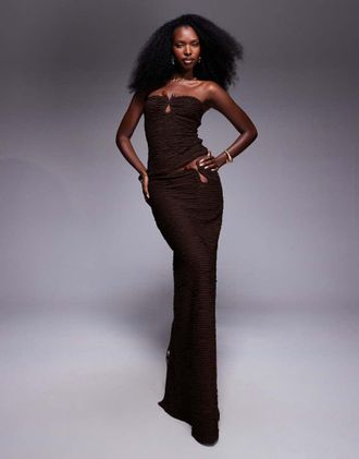 South Beach Gonna lunga da spiaggia color moka con dettaglio in metallo-Marrone