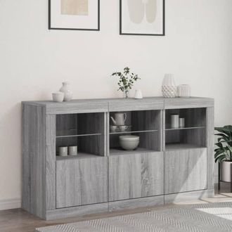 Berkfield Home Sideboard with LED Lights Grey Sonoma 123x37x67 cm | Size: 123 x 37 x 67 cm