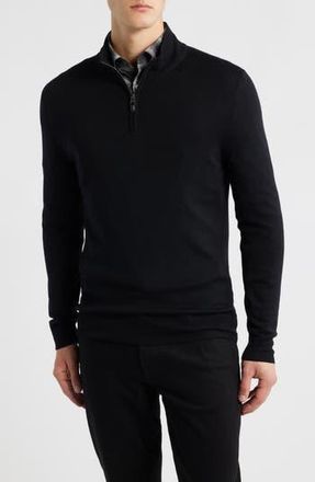 Canali Quarter Zip Wool Blend Sweater in Black at Nordstrom Rack, Size 46 Us / 58 Eu Regular